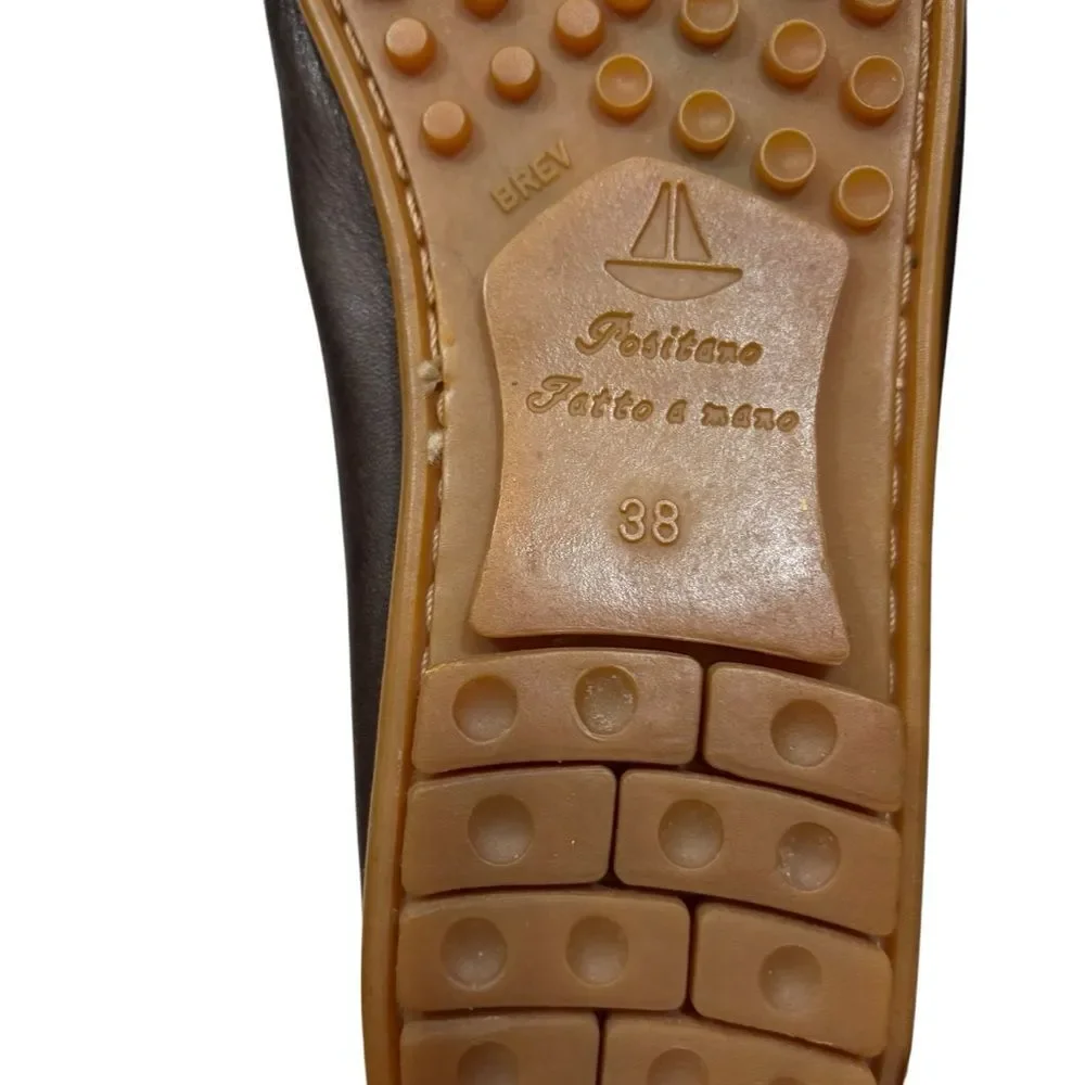 Ladies Tre Danari Positano Brown Leather‎ Driving Loafers Size 38